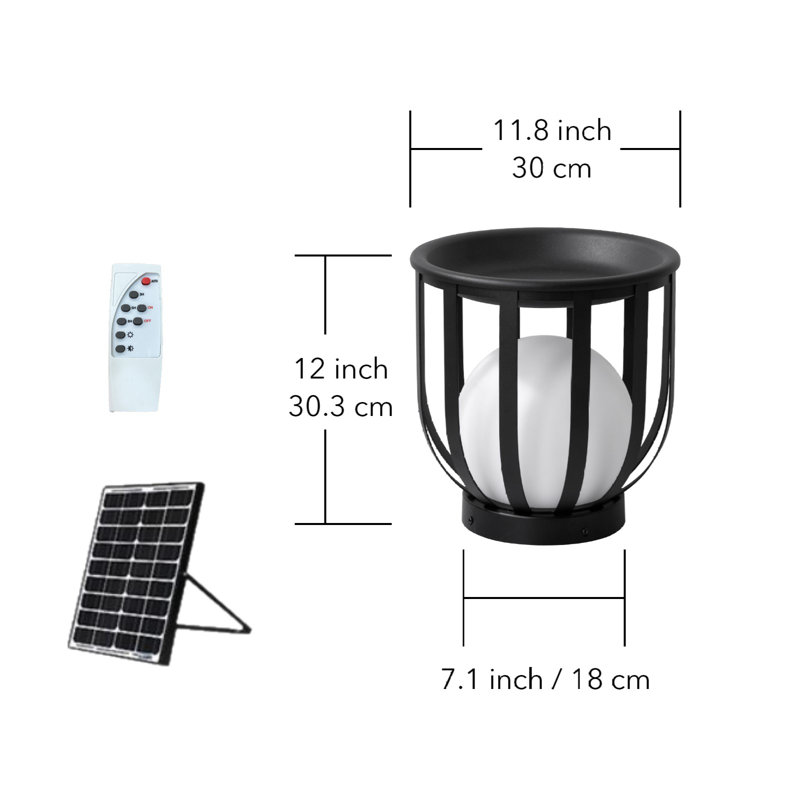 Solar Integrated LED Floor Lamp with Removable Plant Stand, Outdoor Plant Stand with Solar-Powered Light, 1