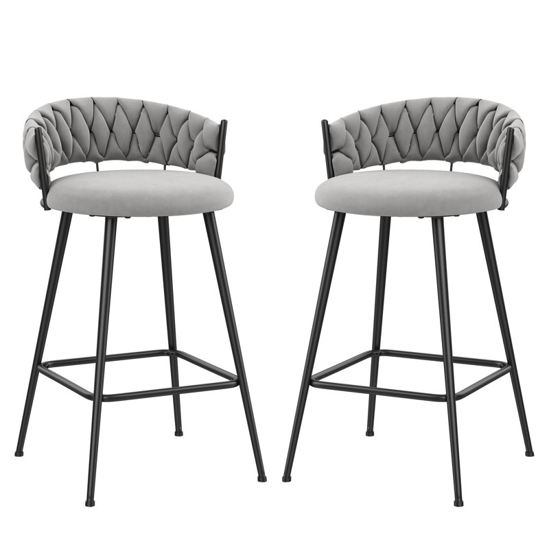 Tabouret de comptoir rembourré avec structure en métal, Gris, Tabouret de bar (siège d’une hauteur de 30 po)