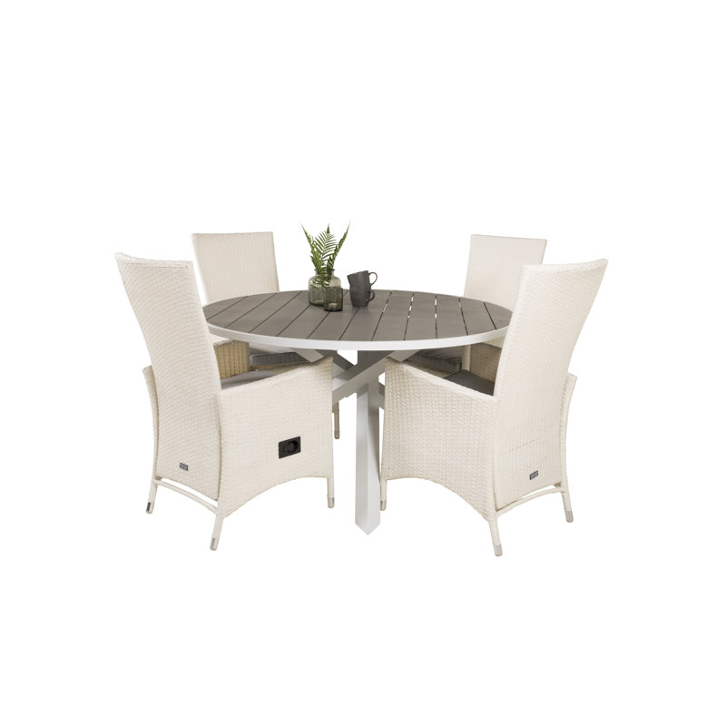 Akia 4 - Person Patio Dining Set with Round Table , Cushions Included