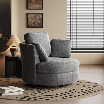 Fauteuil demi-tonneau pivotant à 360 ° l 40,5 po, fauteuil club chenille, fauteuil de loisirs