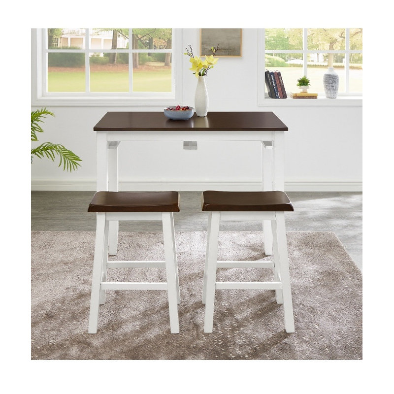 Ensemble de bar moderne et industriel 4 pièces - table + 3 tabourets, hauteur comptoir, idéal pour recevoir