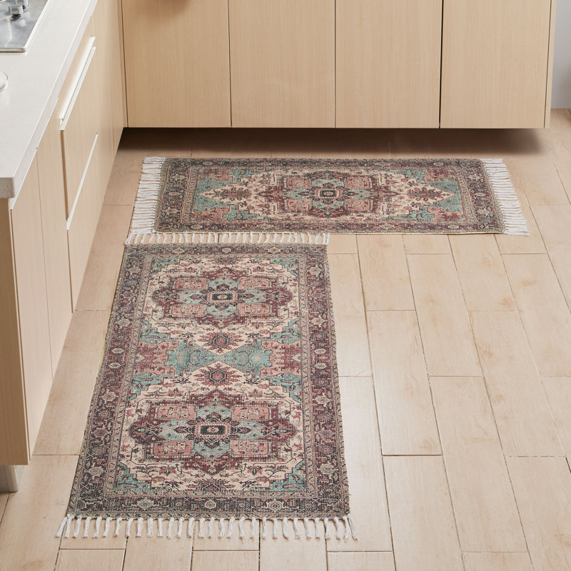 Jessica Simpson Machine Washable, Slip Resistant Accent and Runner Rugs with Fringe (Set of 2)