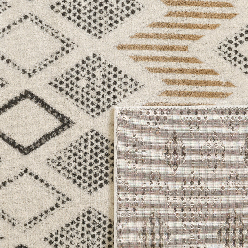 Tapis à motif géométrique à chevrons moderne brun / gris / beige Kearyn, Rectangulaire 4 pi x 6 pi