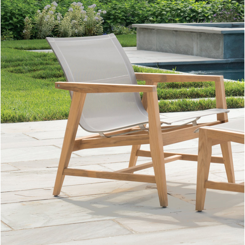 Marin Outdoor Teak Lounge Chair, Canvas Taupe Sunbrella® Canvas
