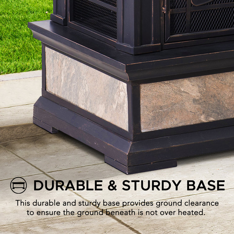 WoodEze Natural Bronze Slate Single Cut 48x48 Hearth Riser