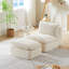 Fauteuil de sol pivotant à compression complète avec courbe ergonomique, velours côtelé blanc, hauteur de 34,83 po, siège à compression douce et tendance, tissu de haute qualité, largeur de 40,94 po, étreinte chaleureuse