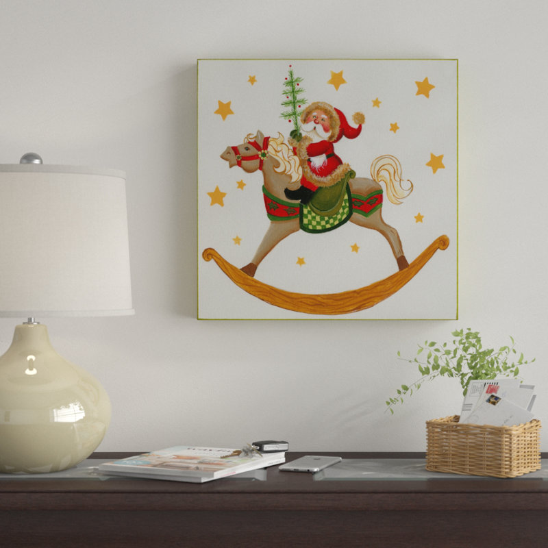 « santa on rocking cheval », art sur toile, H 24 po x l 24 po x P 2 po