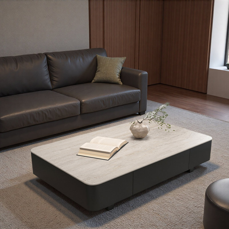 Table basse rétro Rockboard, H 13,8 po x L 47,2 po x l 23,6 po, Noir, noir, noir, noir, Crème, crème