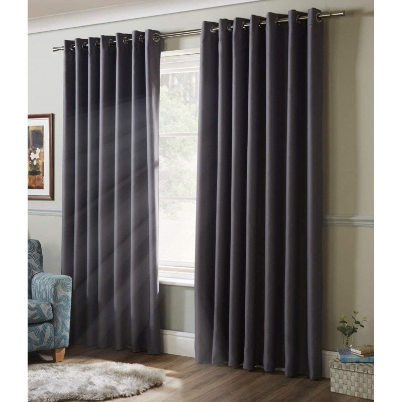 Nashli Room Darkening Eyelet Ring Top Curtains, Silver, 168 W x 183 D cm