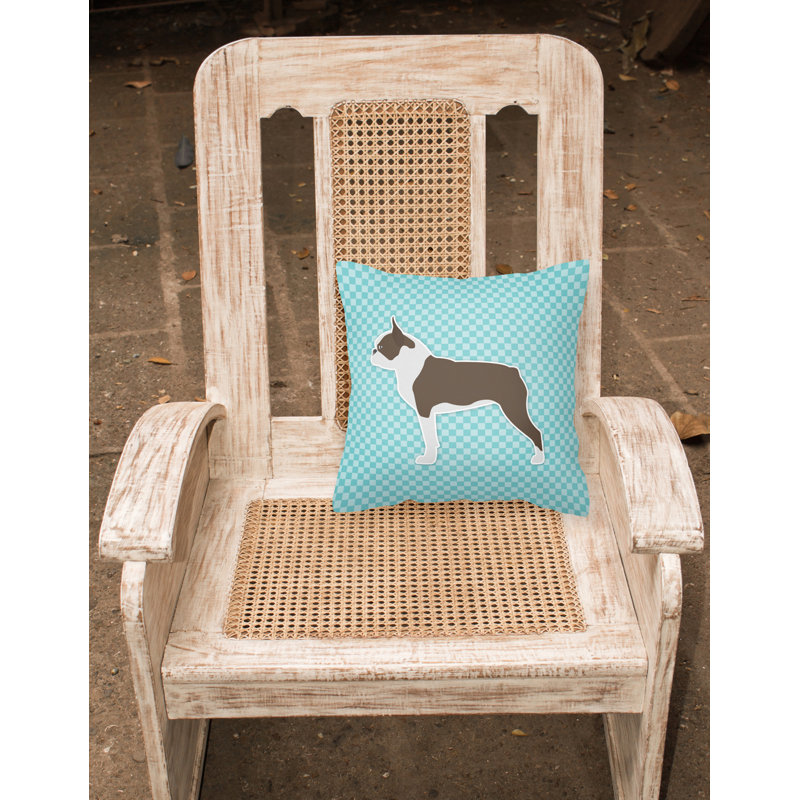 Coussin décoratif intérieur / extérieur Boston Terrier, Bleu, H 18 po x l 18 po x P 3 po
