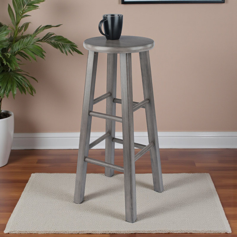 Zenith Four Leg Rustic Gray Square Leg Bar Stool, 28.9'' H X 13.33'' W X 13.33'' D, Gray