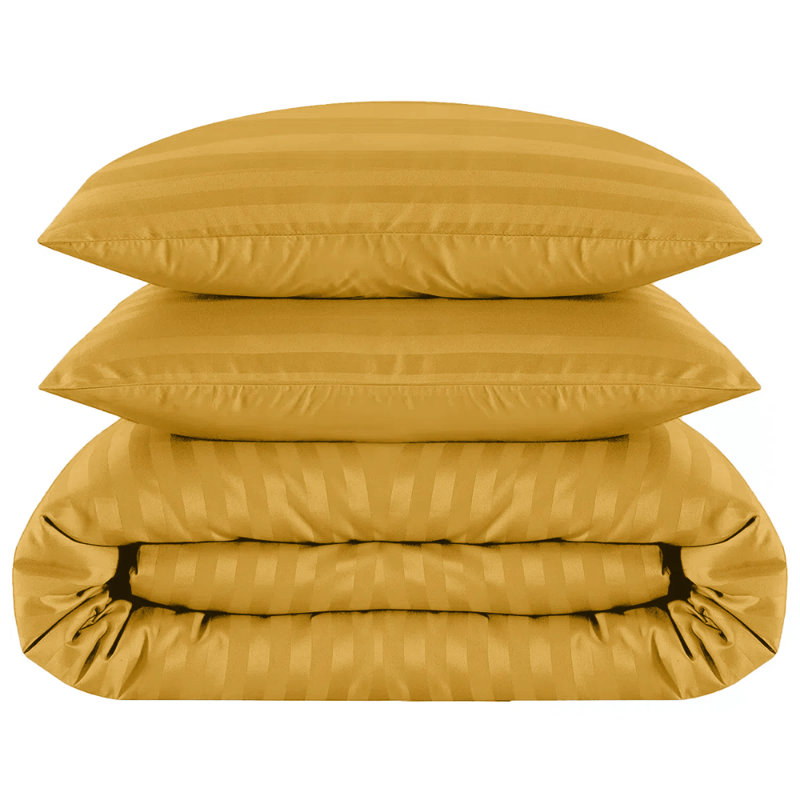 Microfiber No Pattern Duvet Cover Set with Pillowcases, Double Duvet Cover + 2 Standard Pillowcases, Ochre