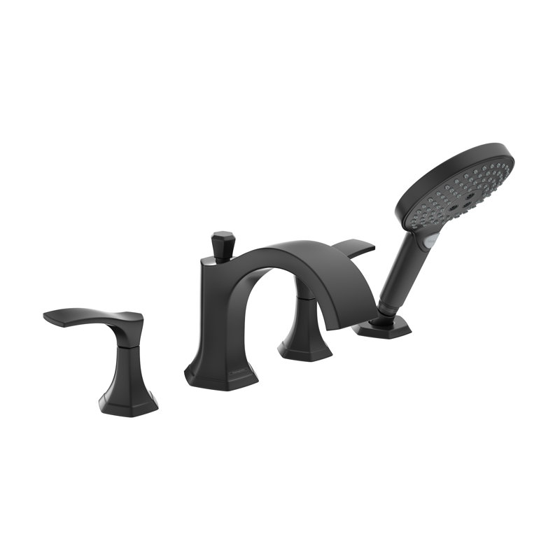 Garniture de robinet de baignoire romaine à deux poignées Locarno, Noir mat