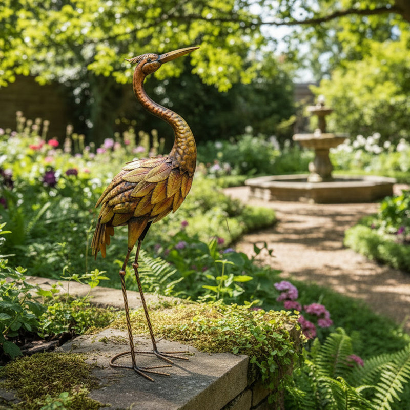 Metal Heron Décor Gold/Yellow
