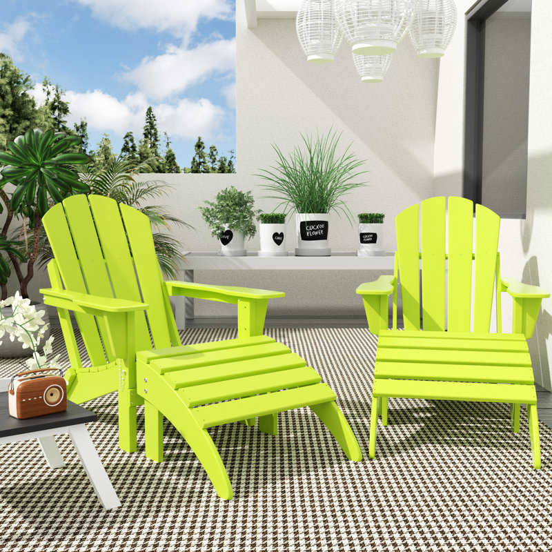 Shawnna Foldable Outdoor Adirondack Chair, Lime