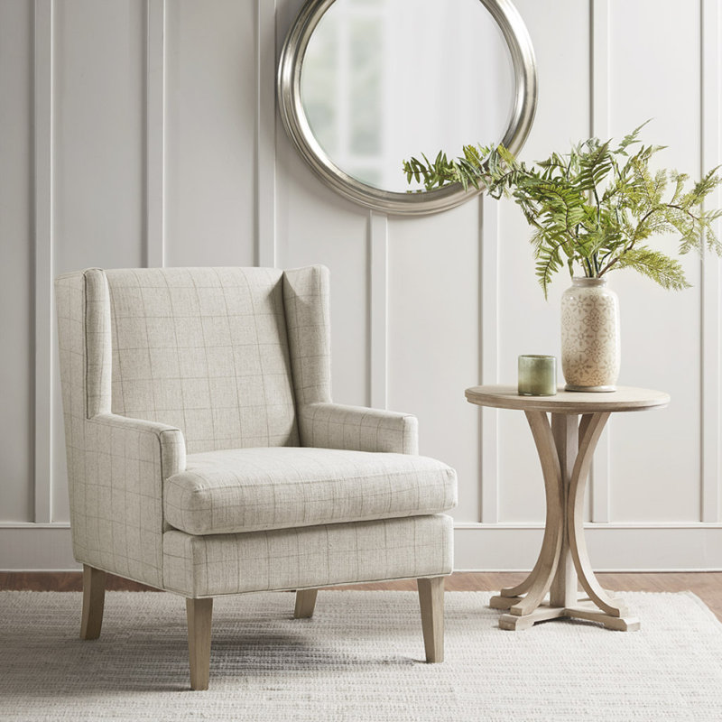Chaise d'appoint Decker, Blanc / bois naturel