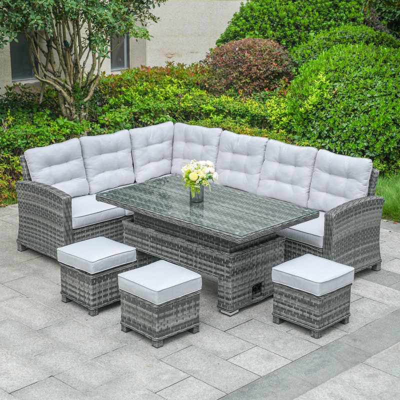 Rectangular 6 - Piece 8 - Person Outdoor Table Set, Grey