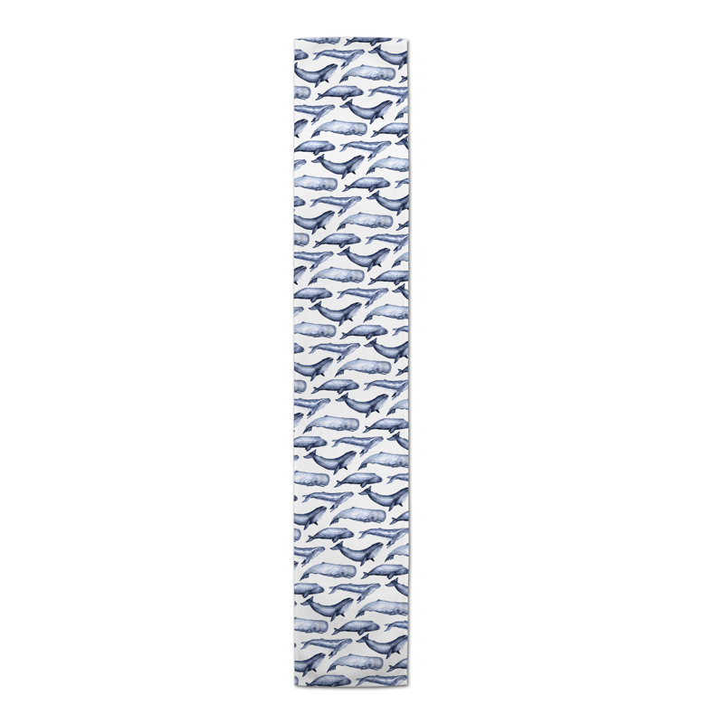 McMahon Geometric Table Runner, 90" L x 16" W, Navy