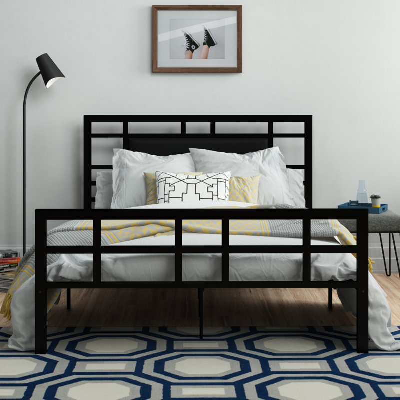 Lit plateforme tapissier Karaka, Noir, Simple
