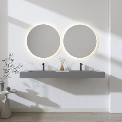 59'' Rectangular Double Solid Surface Bathroom Sink