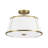 Modern 3-Light Semi-Flush Mount Ceiling Light with White Linen Drum Shade