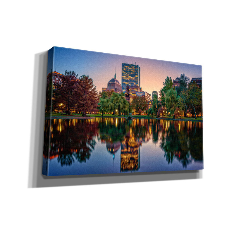 «Autumn Twilight In Boston» par Rick Berk, art mural sur toile, H 40 po x l 60 po