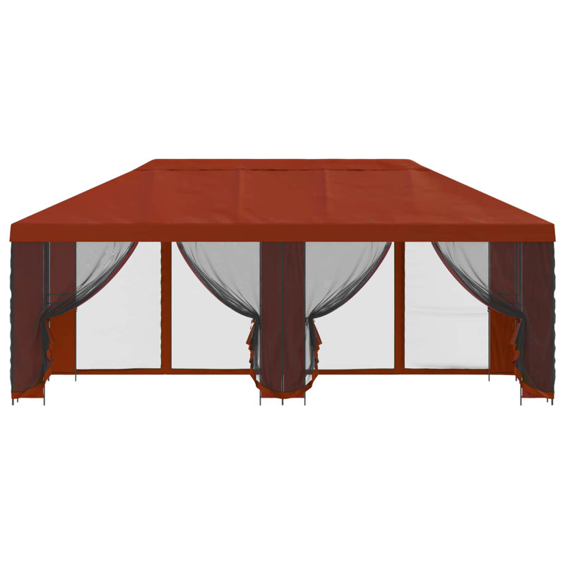 Vidaxl Gazebo Polyester And Steel, 276.5cm H x 600cm W x 300cm D, Terracotta