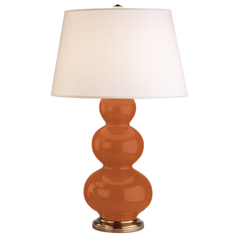 Triple Gourd Table Lamp, Pumpkin/Brass