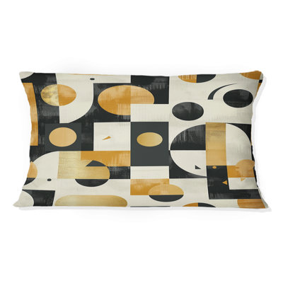 Coussin lombaire rétro géométrique doré noir