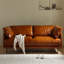 Orange Faux Leather Standard Sofa cushion Loveseat