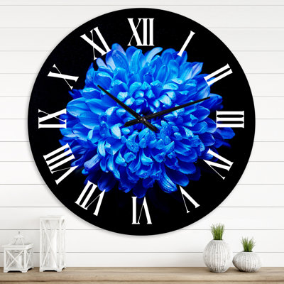Blue Aster With Dew Drops - Traditional wall clock