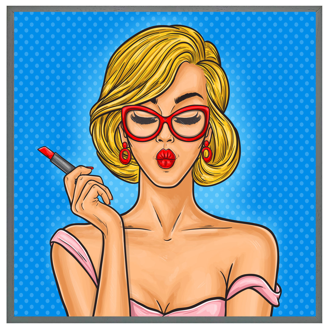 Inniswold Pop Art Illustration Woman Paints Her Lips - Single Picture Frame Print