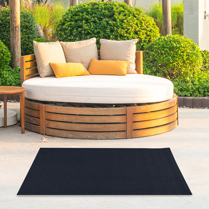 Tapis intérieur / extérieur bleu tissé à la machine Gatian, Hexagone 10 pi
