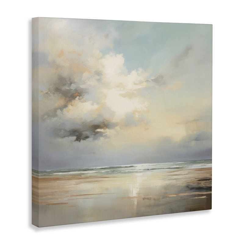 Toile Tranquil Blue Shores, design par Raymond Powers, H 17 po x l 17 po