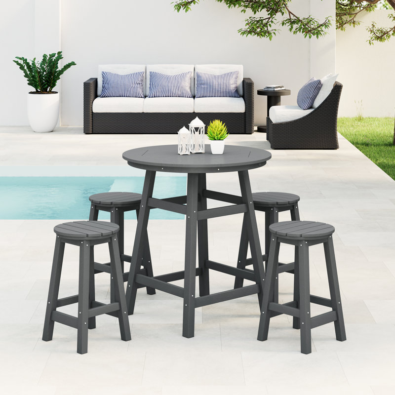 Ensemble de comptoir rond 5 pièces Laguna, Gris