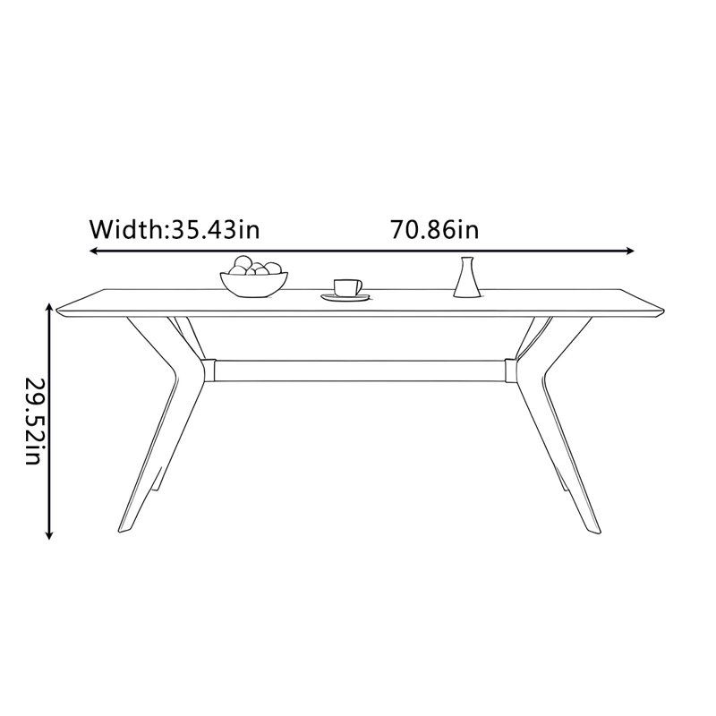 Table de salle à manger Durable Rock Plate, H 29,52 po x L 70,86 po x l 35,43 po