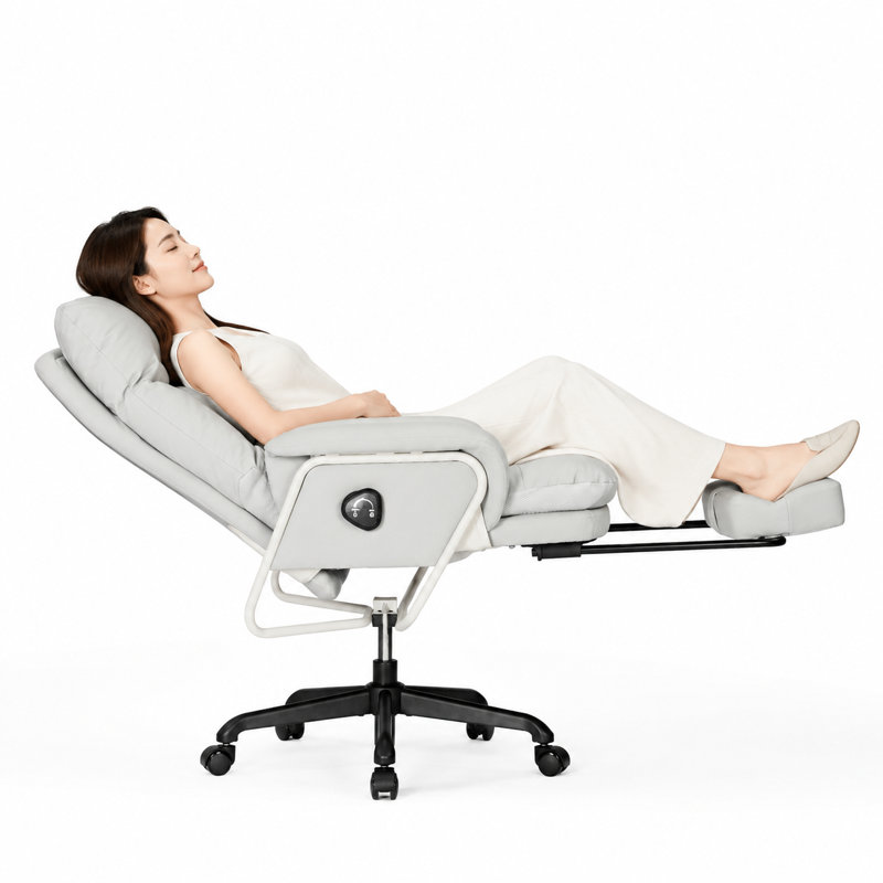 Chaise de bureau inclinable avec repose-pieds, chaise de bureau inclinable à 180 ° pour bureau à domicile, chaise d'ordinateur ergonomique avec support lombaire, gris