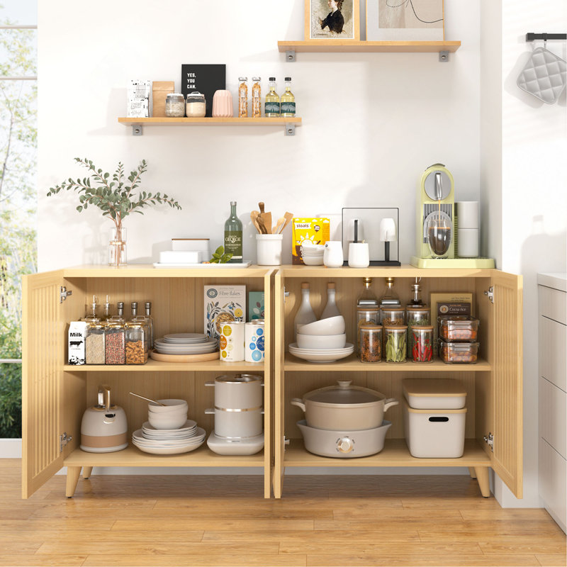 4 Doors Buffet Storage Cabinet, Console Sideboard for Kitchen Dining Room Entryway