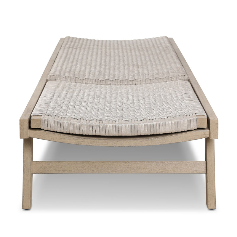 Neecy Outdoor Teak Wood Chaise Lounge, Washed Brown/Gray