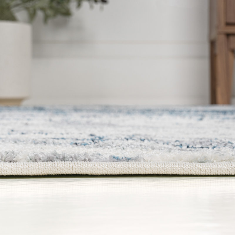 Olvin Contemporary Glam Abstract Marble Navy/Cream Rug, Runner 2' x 8'