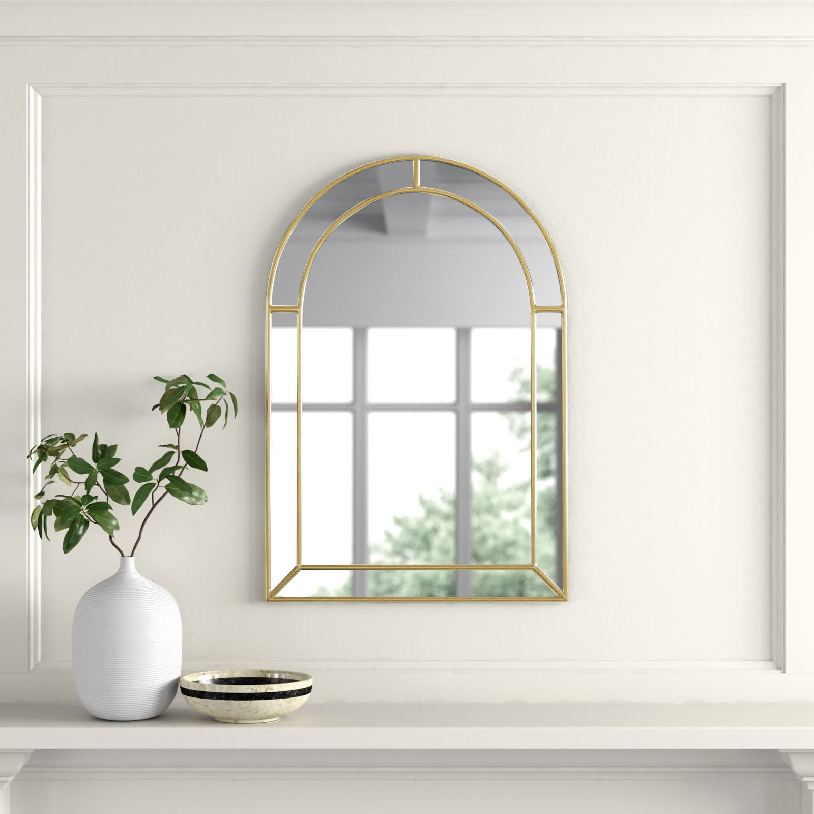 Iris Accent Mirror, Gold, 30" H x 20" W