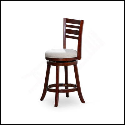 24" Counter Height Slat Back Swivel Stool,  Fabric Seat