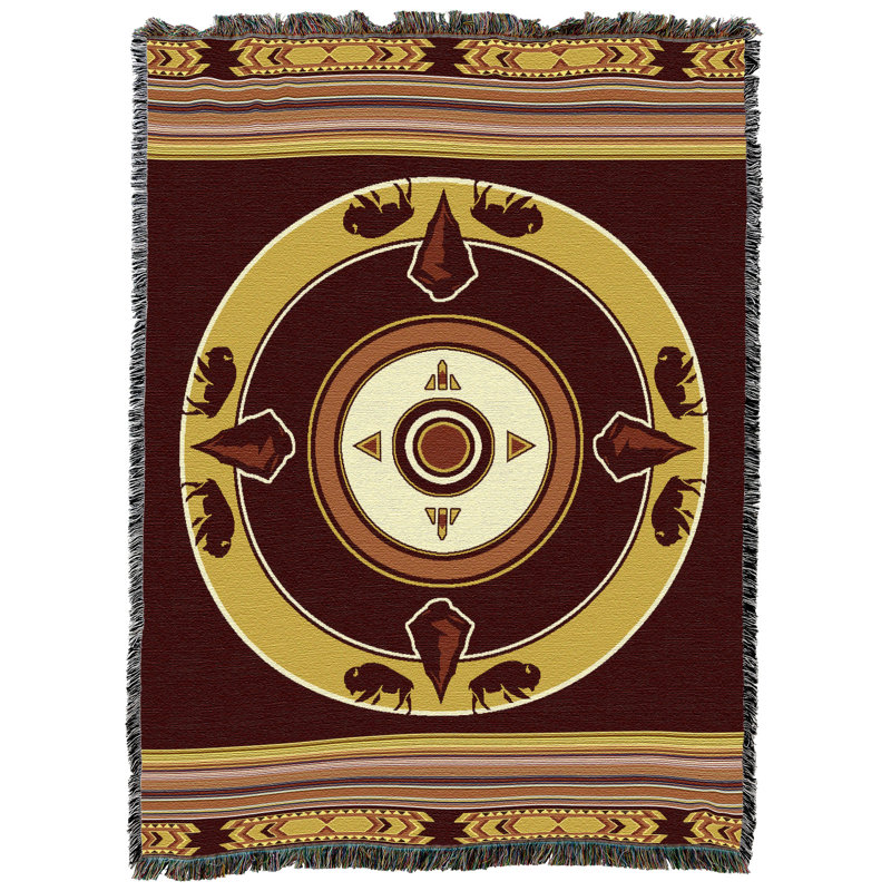 Jeté en coton Pure Country Weavers, Brun / jaune oriental