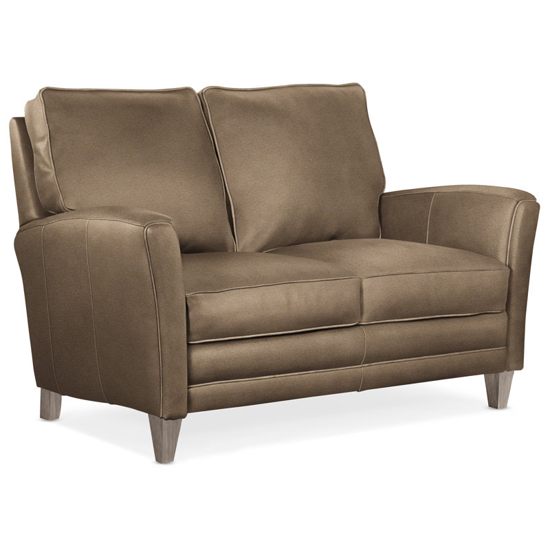 Zion Loveseat, Stone, Aline Light Gray Stonewash Genuine Leather