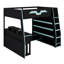 Lit mezzanine moderne combinant une zone d'étude, un vaste espace de rangement, un éclairage RVB dynamique et un positionnement de table flexible-150388034