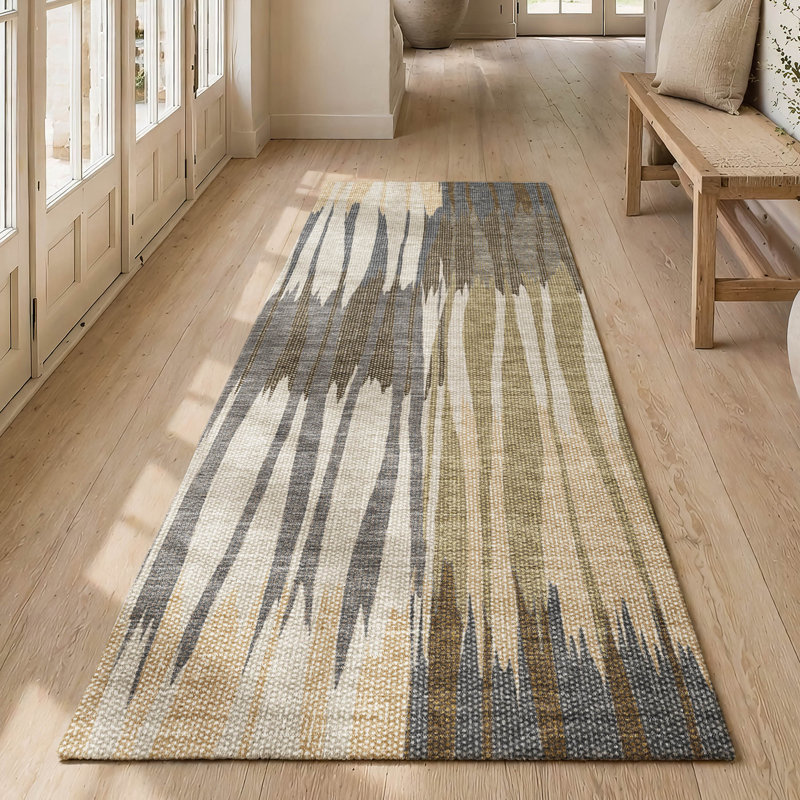 Machine Washable Indoor/Outdoor Chantille ACN2896 Striped Rug, Beige, 2'3" x 7'6" Runner