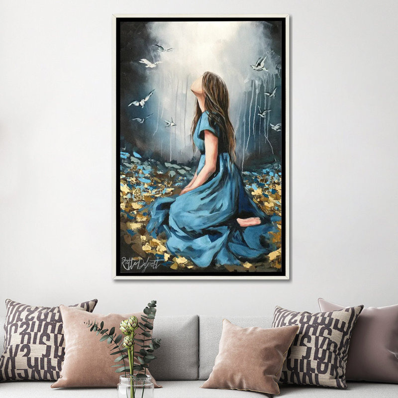 Sy Dra 'N Drome , Distressed White, Floater Framed Print Canvas without Mat, 60" H x 40" W