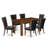 7 Piece Dinette Set Consist of a Rectangle Rustic Wood Dining Room Table and 6 Black Color Linen Fabric Upholstered Chairs, 36x60 Inch, Natural-310976566-310976567