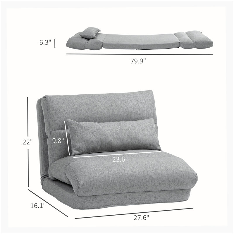 Folding Convertible Flip Chair with Adjustable Backrest, Floor Lazy Sofa