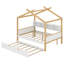 Lit double en bois Molik avec lit gigogne simple et 4 tablettes